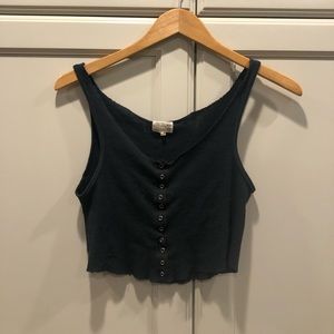 Black Button Down Crop